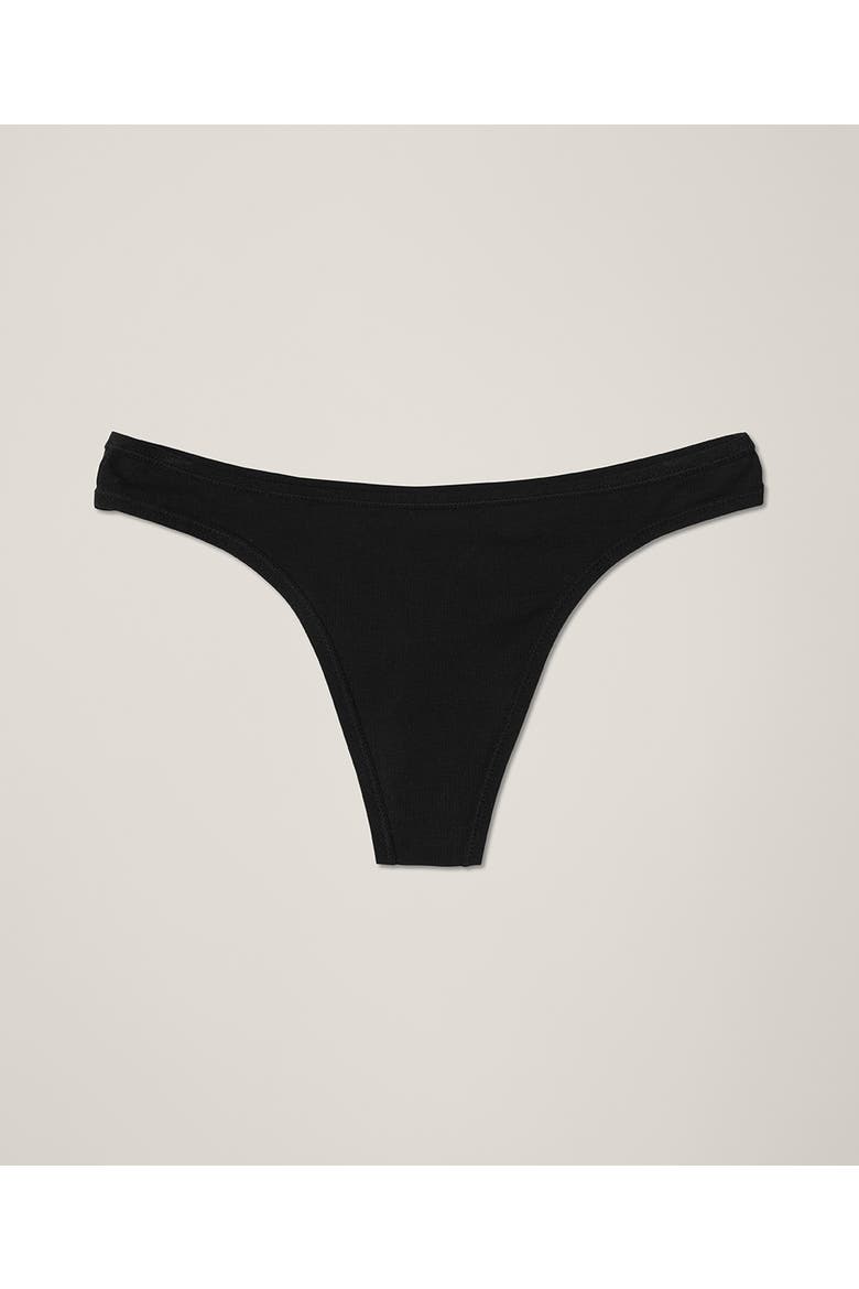 Organic Cotton Everyday Mid Rise Thong 6-Pack, Alternate, color, Black
