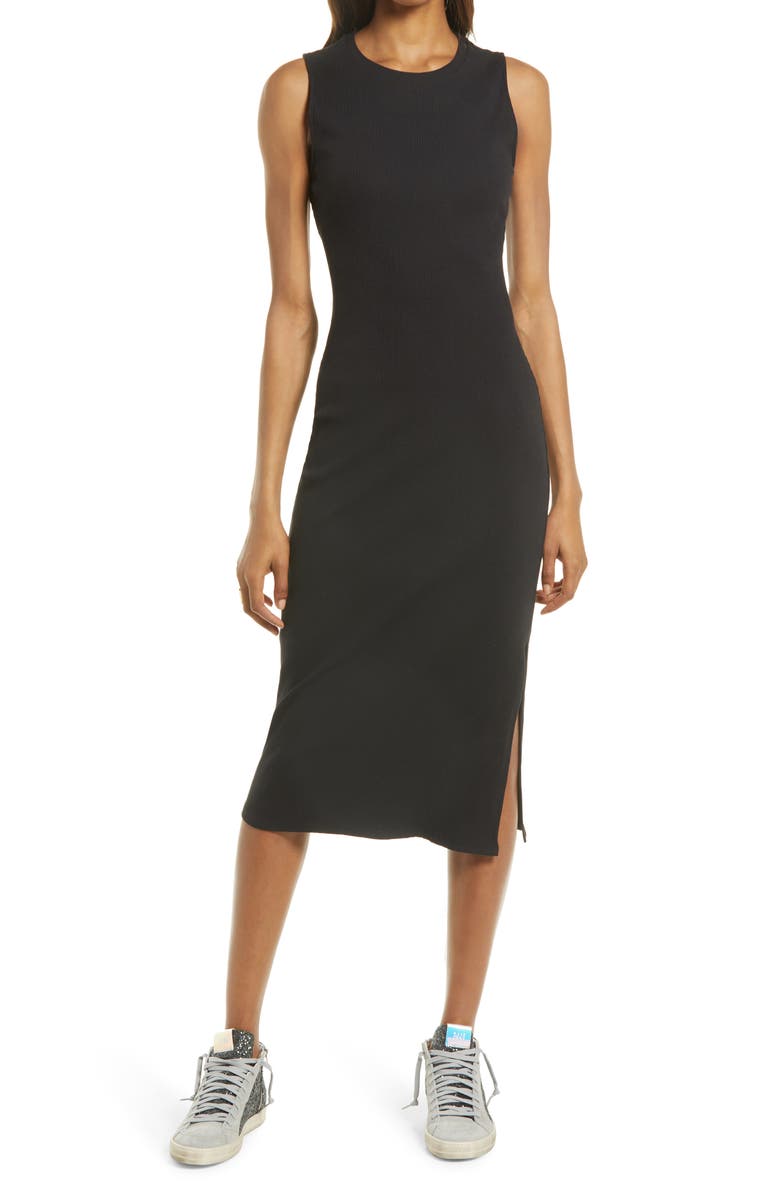 Treasure & Bond Rib Cutout Cotton Stretch Midi Dress, Main, color,