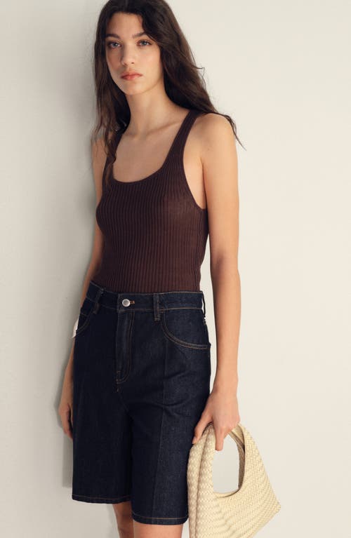 Mango High Waist Denim Bermuda Shorts
