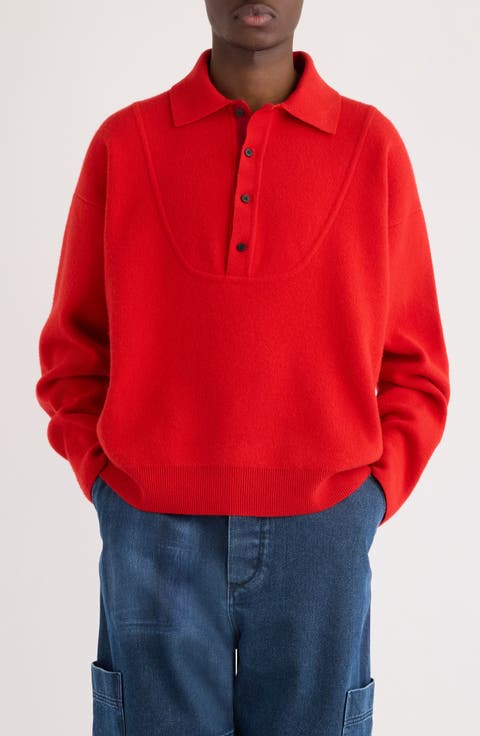 La Maille Vareuse Pallone Merino Wool & Cashmere Polo Sweater