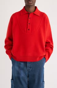 Jacquemus La Maille Vareuse Pallone Merino Wool & Cashmere Polo Sweater