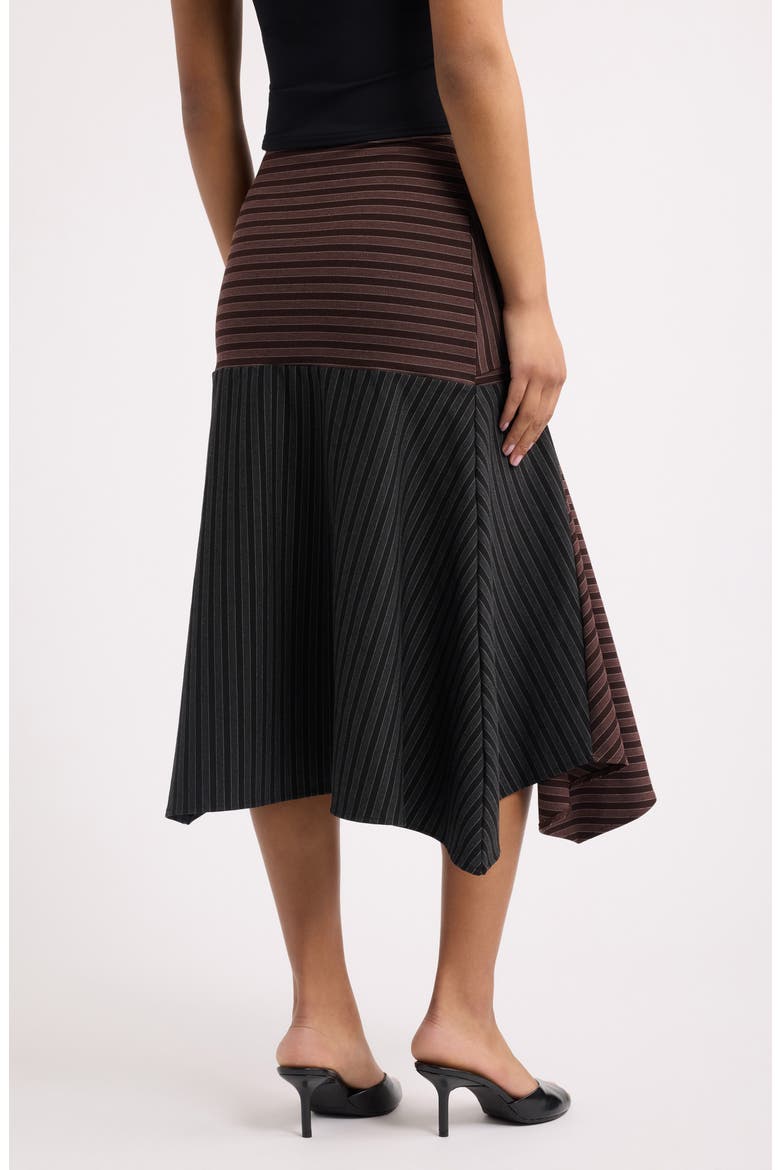 Promesa Pinstripe Flared Midi Skirt, Alternate, color, CHOCOLAT