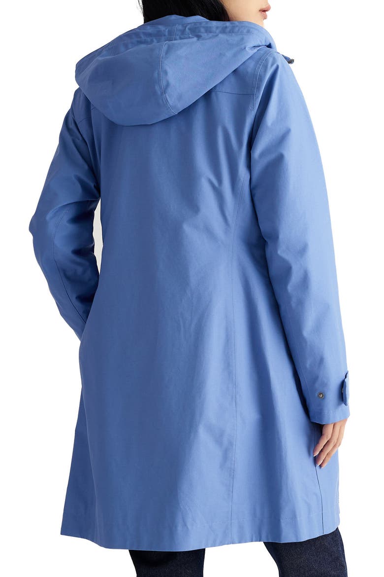 Coverack Waterproof Organic Cotton Blend Raincoat with Removable Hood, Alternate, color, BLUEBELL