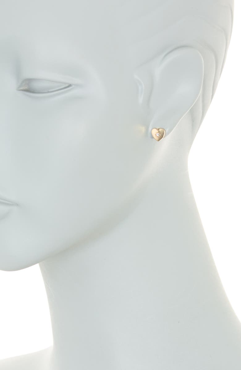 Anzie Jac+Jo Icon Vintage Heart Stud Earrings, Alternate, color, 14K Gold
