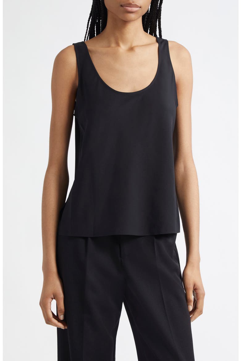 Bias Stretch Silk Tank, Main, color, BLACK