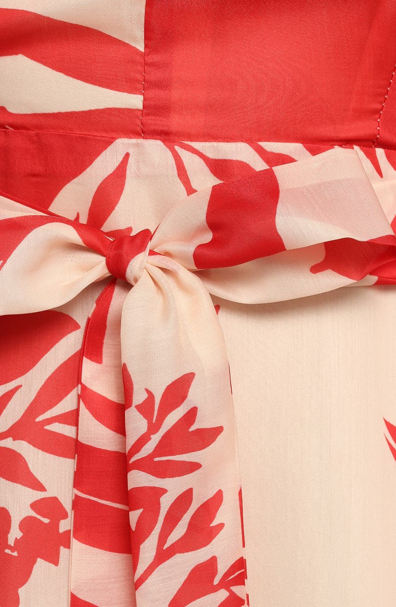 Petal & Pup Ellery Puff Sleeve Tie Waist Dress, Alternate, color, Red Floral