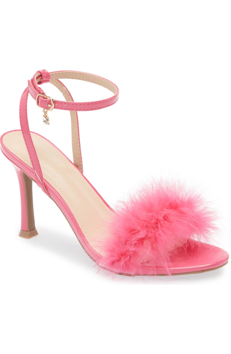 WILD DIVA LOUNGE Safina Faux Fur Heel Sandal, Main, color, Hot Pink