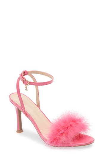 Wild Diva Lounge Safina Faux Fur Heel Sandal In Pink