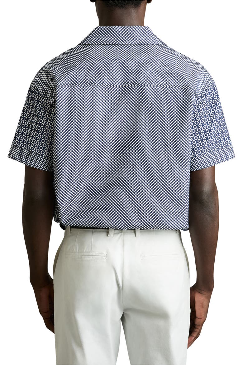 Matisse Geometric Jacquard Knit Camp Shirt, Alternate, color, NAVY/ WHITE