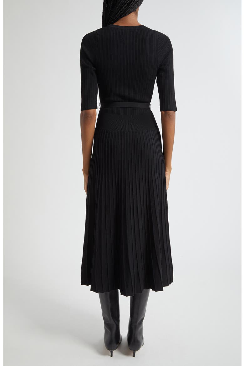 Elthea Elbow Sleeve Rib Knit Dress, Alternate, color, BLACK