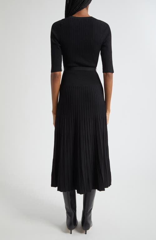 Veronica Beard Elthea Elbow Sleeve Rib Knit Dress In Black