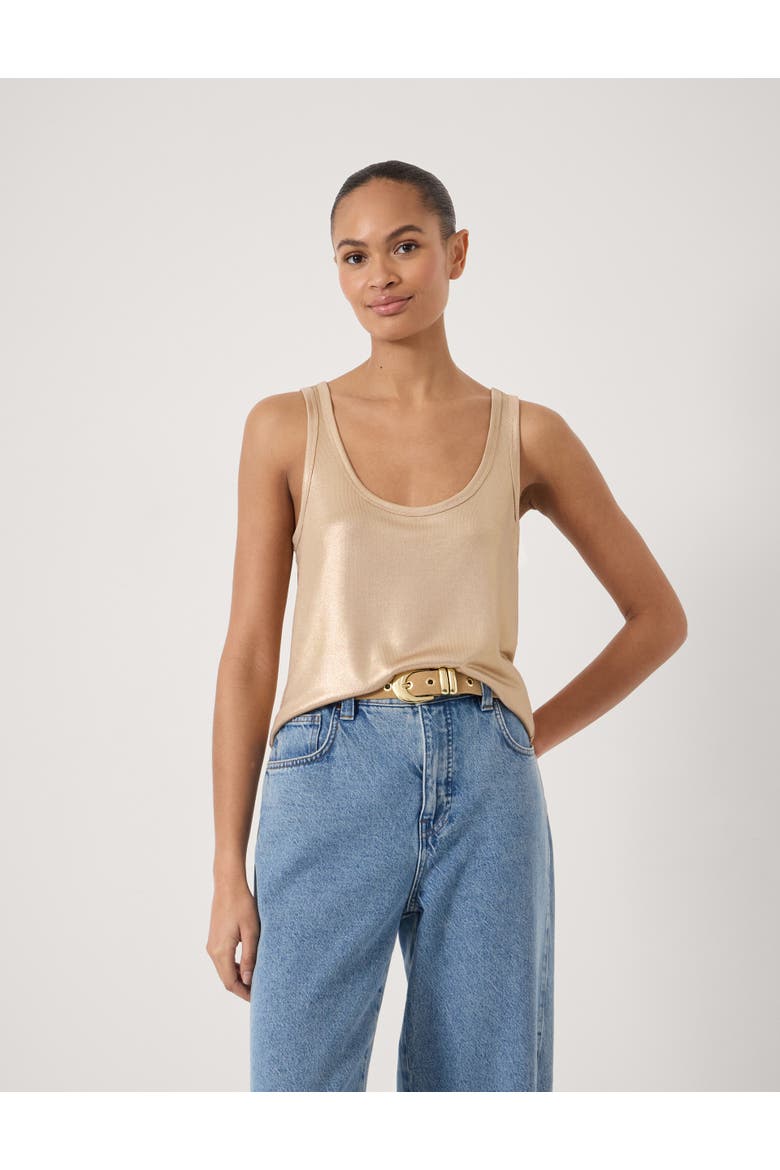 Metallic Scoop Neck Slub Vest, Main, color, Gold Lurex