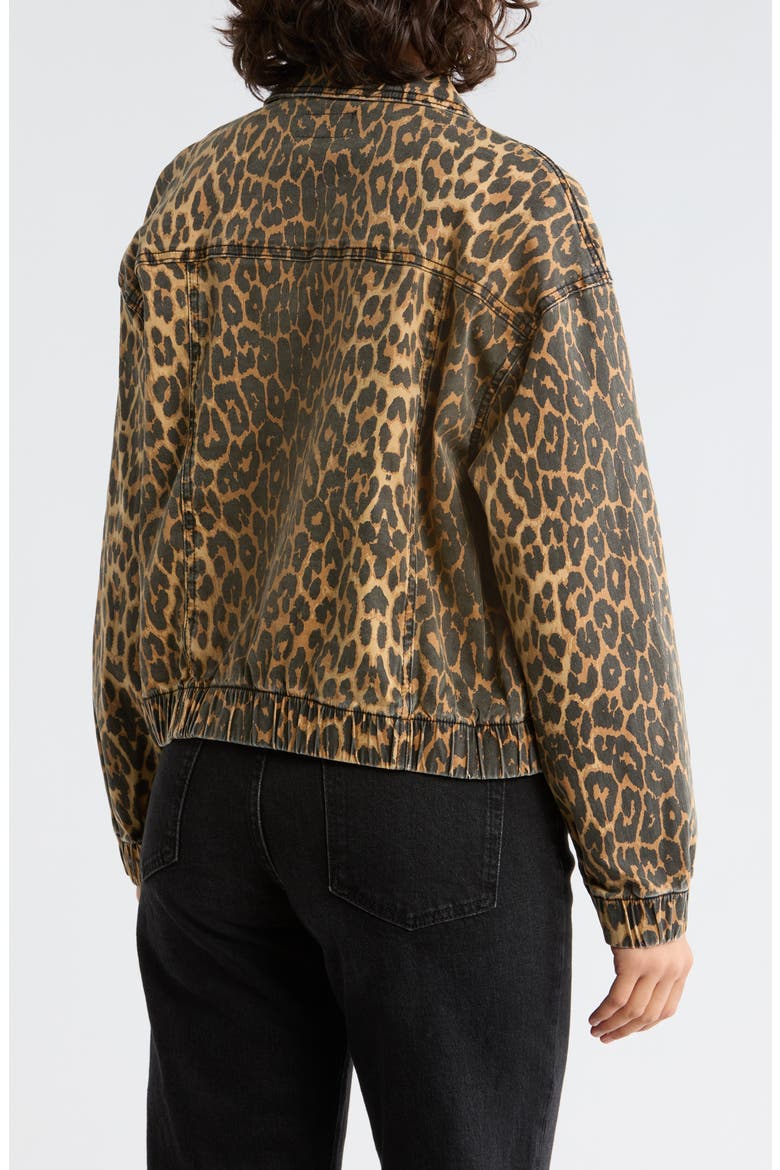 Leopard Print Oversize Trucker Jacket, Alternate, color, DARK TAN