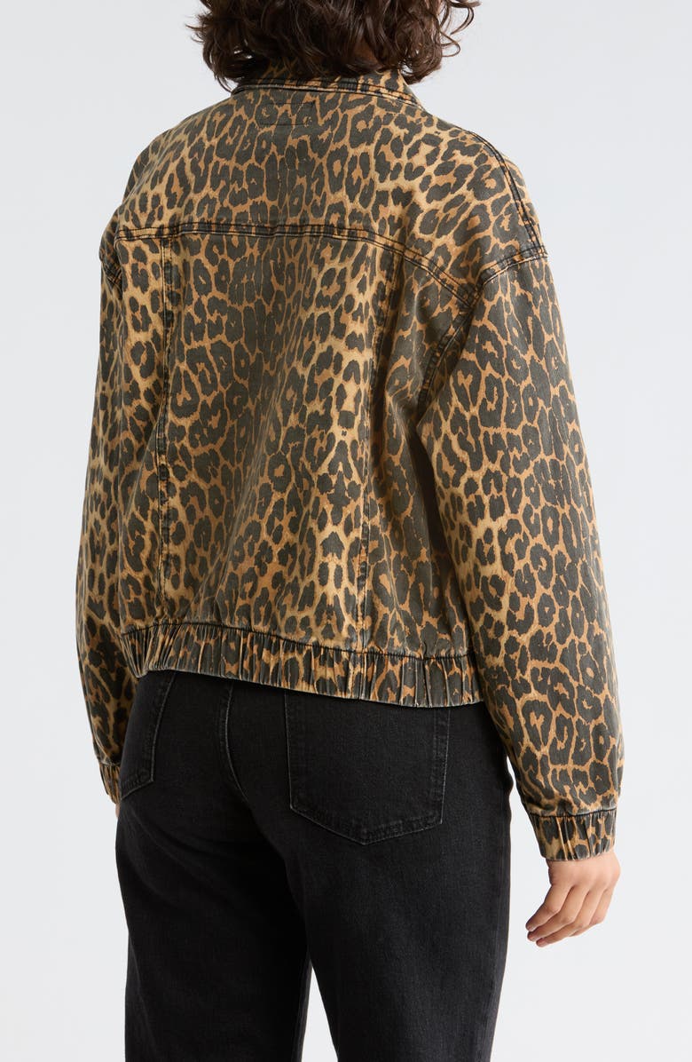 DR2 by Daniel Rainn Leopard Print Oversize Trucker Jacket, Alternate, color, Dark Tan
