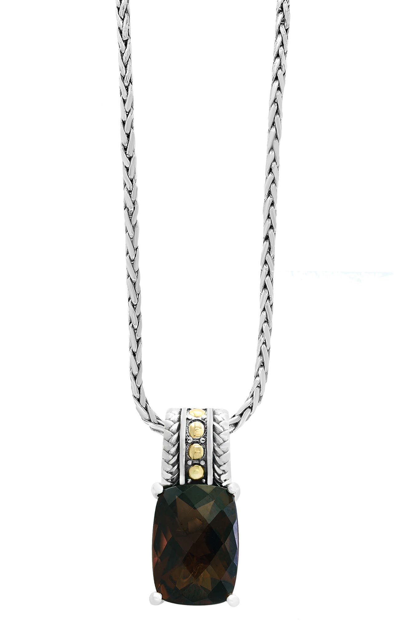 EFFY Sterling Silver & 18K Gold Smokey Quartz Pendant Necklace