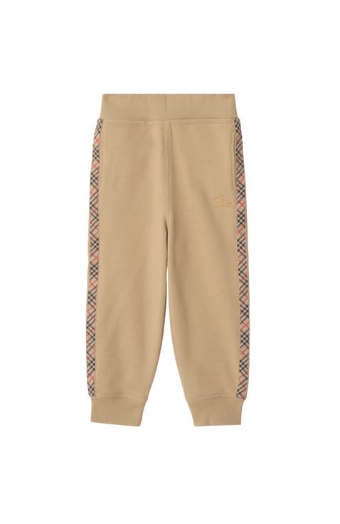 Check Trim Cotton Jogging Pants