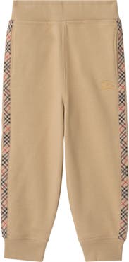 Burberry Check Trim Cotton Jogging Pants