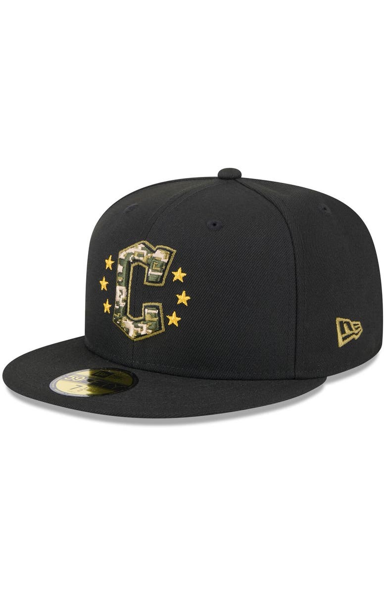 New Era Men's New Era Black Cleveland Guardians 2024 Armed Forces Day On-Field 59FIFTY Fitted Hat, Alternate, color,