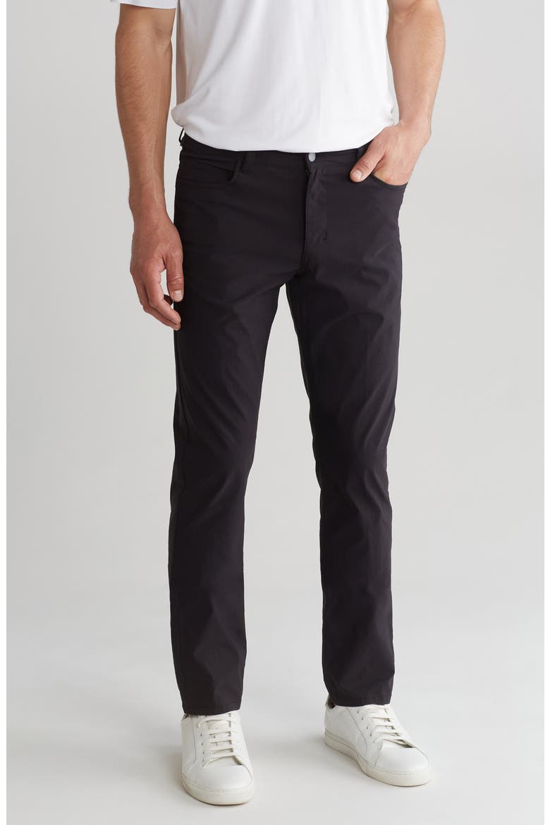 Flat Front Slim Leg Performance Twill Pants, Main, color, BLACK