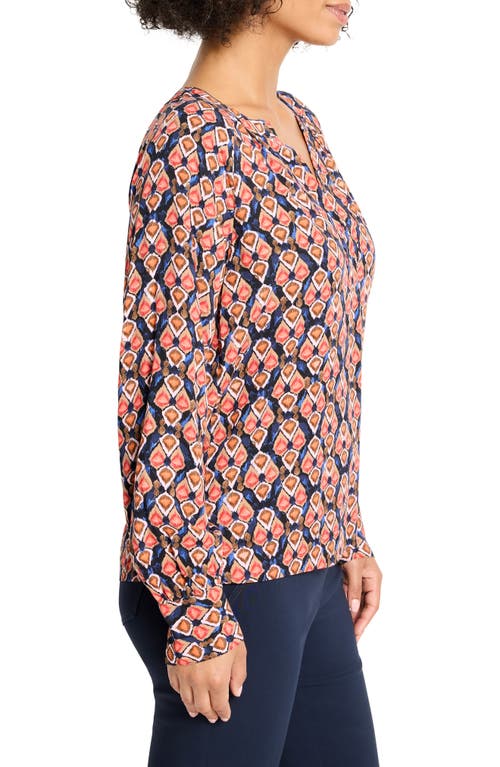 Nic + Zoe Nic+zoe Harvest Ikat V-neck Top In Multi