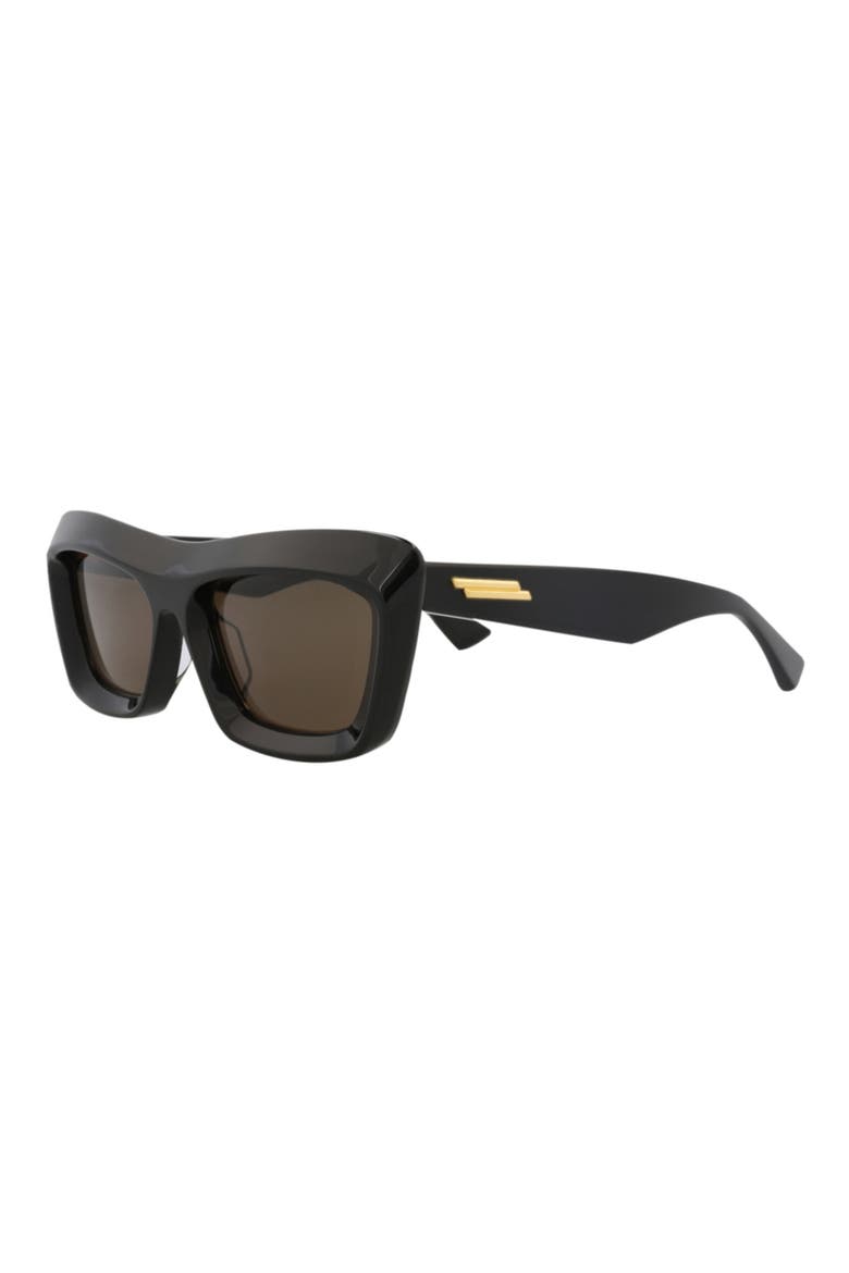 53mm Polarized Rectangular Sunglasses, Alternate, color, BLACK BLACK BROWN