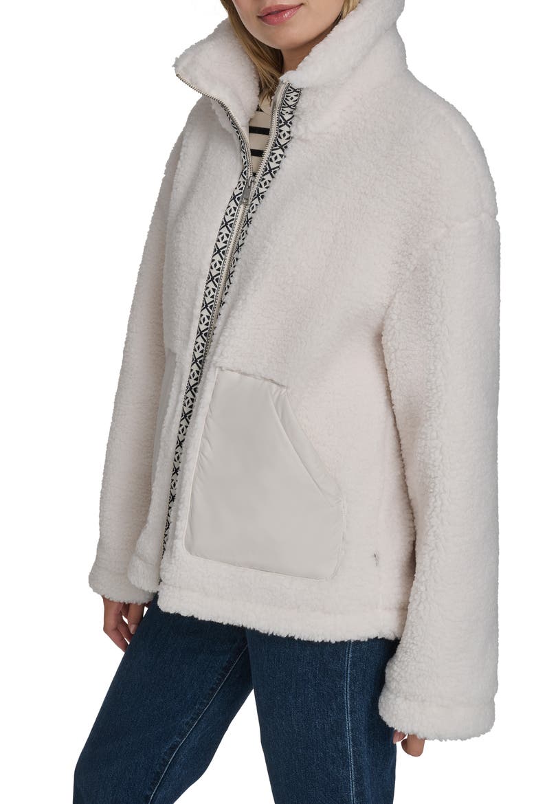 Faux Shearling Full Zip Jacket, Alternate, color, ALMOND