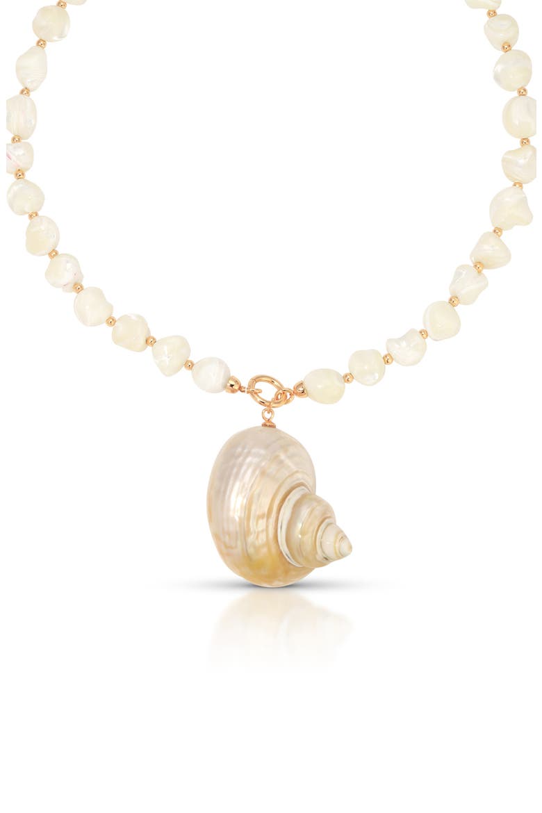 Sunken Treasure Shell Necklace, Alternate, color, IVORY/ GOLD