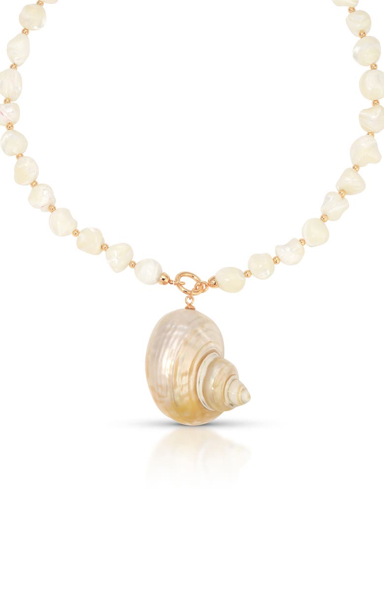 Ettika Sunken Treasure Shell Necklace, Alternate, color, Ivory/ Gold