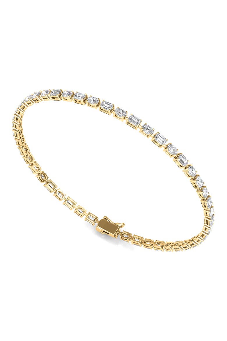 Oval & Emerald Cut Lab Created Diamond Tennis Bracelet, Alternate, color, 5.80 CTW YELLOW GOLD