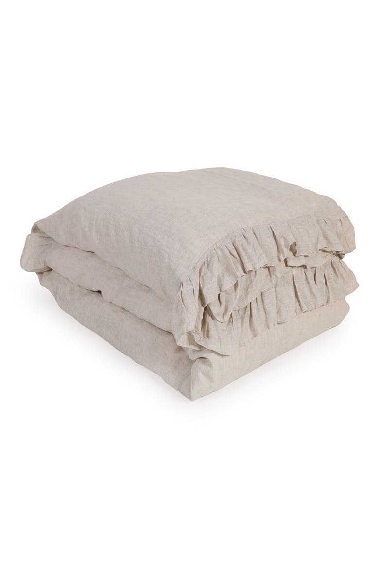 'Charlie' Linen Duvet Cover, Main, color, FLAX