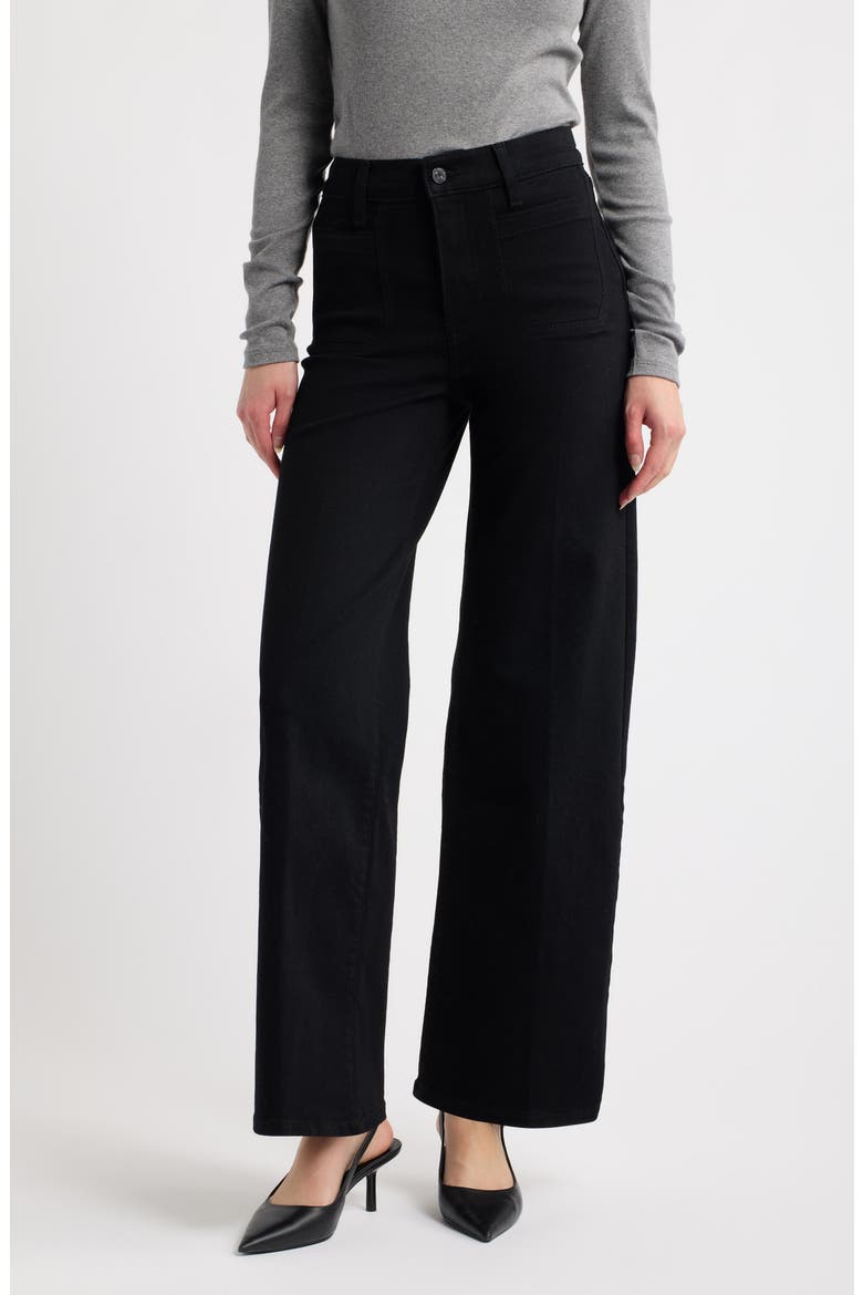Le Slim Palazzo High Waist Wide Leg Jeans, Main, color, BLACK