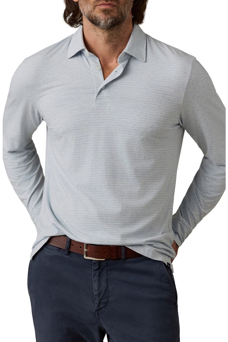 Movement Stripe Long Sleeve Polo, Main, color, PEBBLE SHORE STRIPE