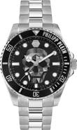 PHILIPP PLEIN The $kull Carbon Fiber Dial Bracelet Watch, 44mm