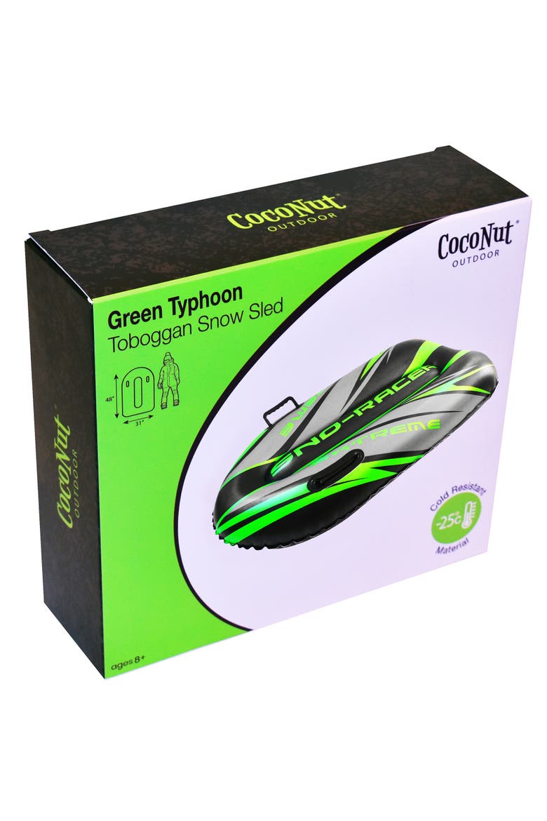 Green Typhon Toboggan Snow Sled 48X31 Inch 8+, Alternate, color, Green