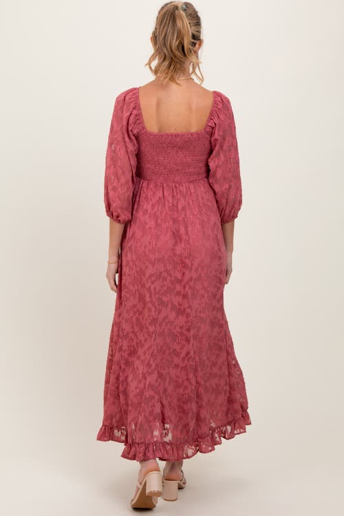 Pinkblush Textured Overlay Smocked Ruffled Hem Maxi Dress In Pink