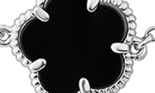 Cz By Kenneth Jay Lane Cubic Zirconia & Onyx Clover Station Necklace In Multi
