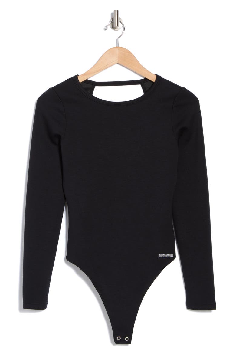 Knot Back Scuba Knit Bodysuit, Alternate, color, BLACK BEAUTY