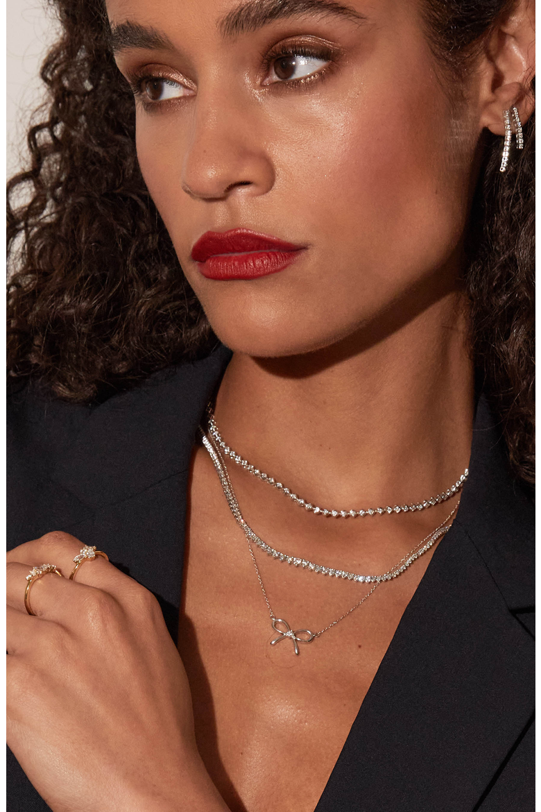 Lab Grown Diamond Tennis Choker Necklace, Alternate, color, 14k White Gold