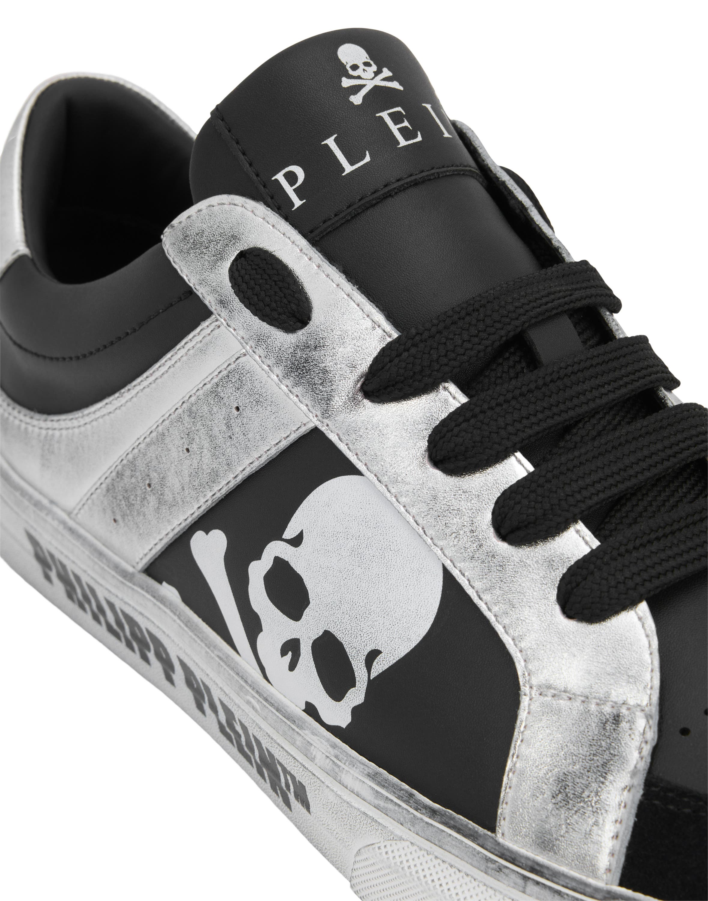 Low-Top Leather Sneakers Retrokickz Tm Unisex, Alternate, color, black/silver