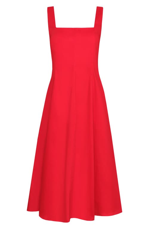 The Lulo Project Sea Stretch Cotton Midi Dress In Red