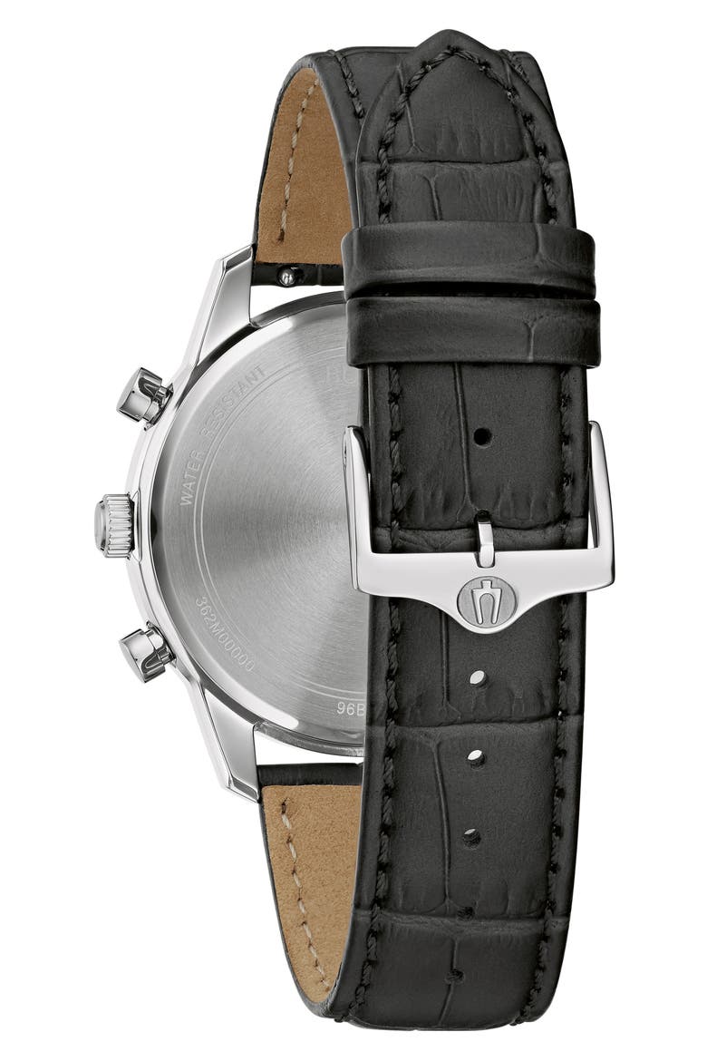 Sutton Leather Strap Chronograph Watch, 41mm, Alternate, color, SILVER-TONE