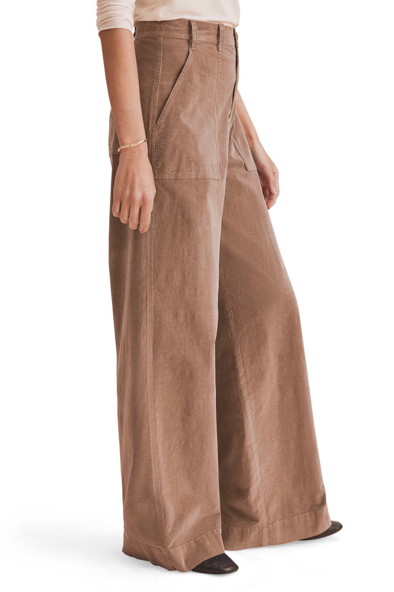 Colette Patch Pocket Wide Leg Corduroy Pants, Alternate, color, TAUPE