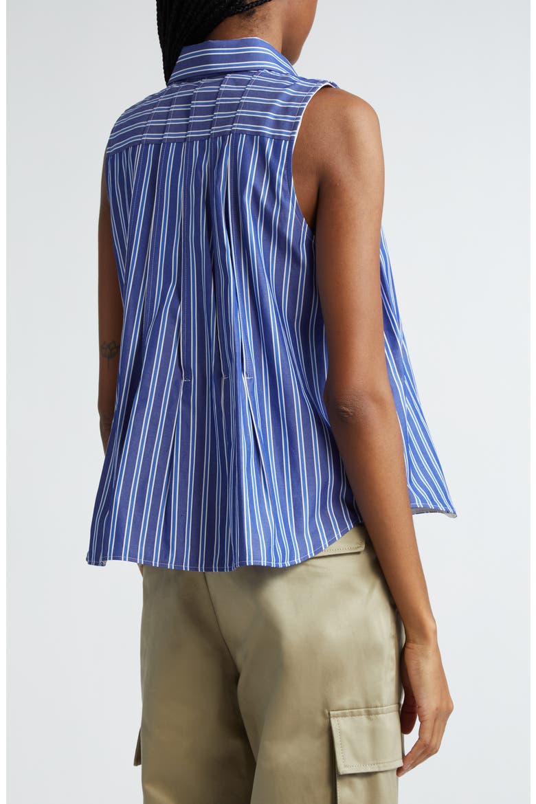 Stripe Sleeveless Cotton Poplin Button-Up Shirt, Alternate, color, STRIPE
