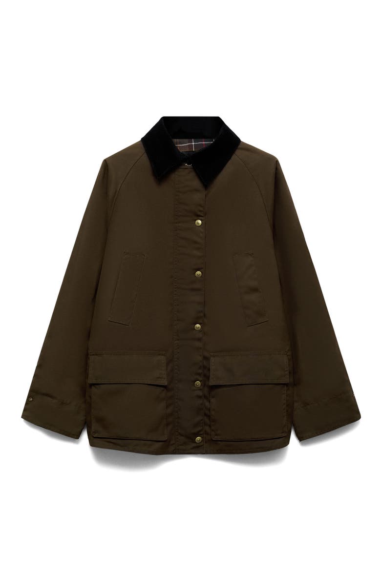 Corduroy Collar Waxed Effect Oversize Jacket, Alternate, color, BROWN