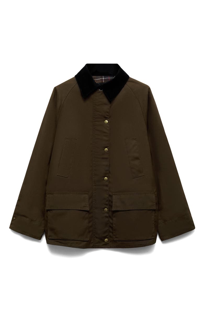 MANGO Corduroy Collar Waxed Effect Oversize Jacket, Alternate, color, Brown