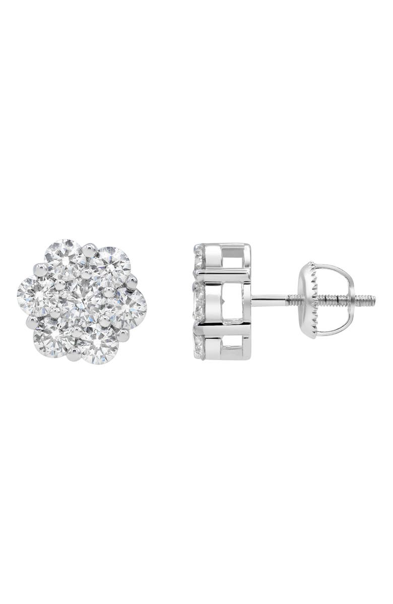LuvMyJewelry Lab Grown Diamond Floral Cluster Stud Earrings, Main, color, 14K White Gold