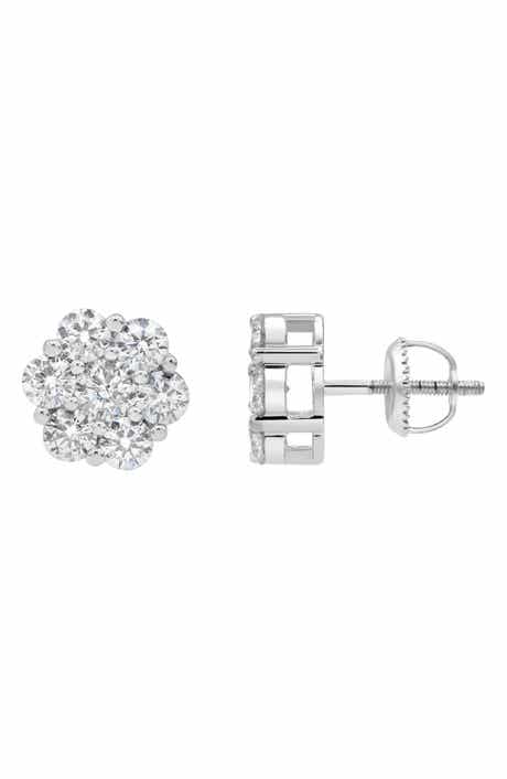 LuvMyJewelry Lab Grown Diamond Floral Cluster Stud Earrings