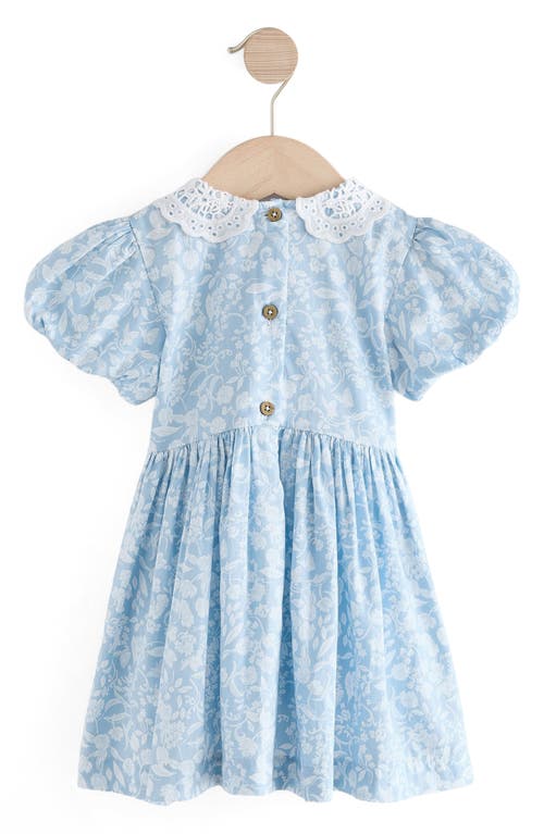 Next Kids' Ditsy Smocked Cotton Dress In Blue