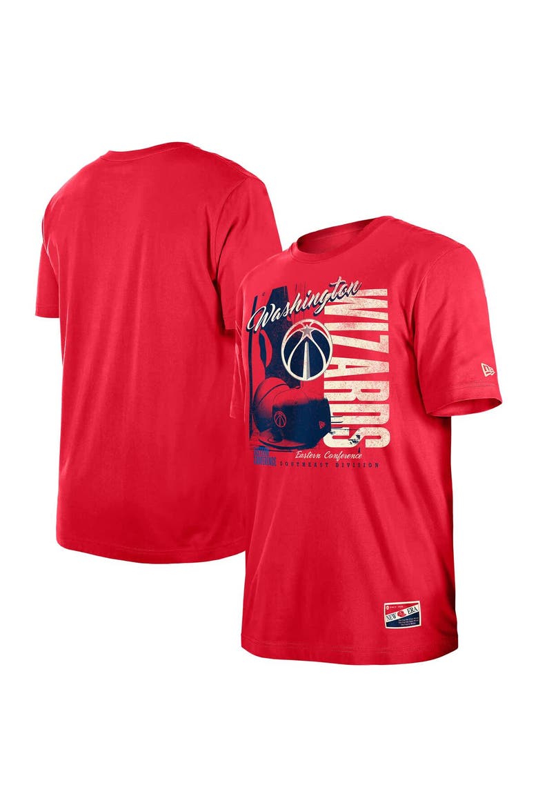 Men's New Era  Red Washington Wizards Distressed Throwback Vintage Color Pack T-Shirt, Main, color, Red