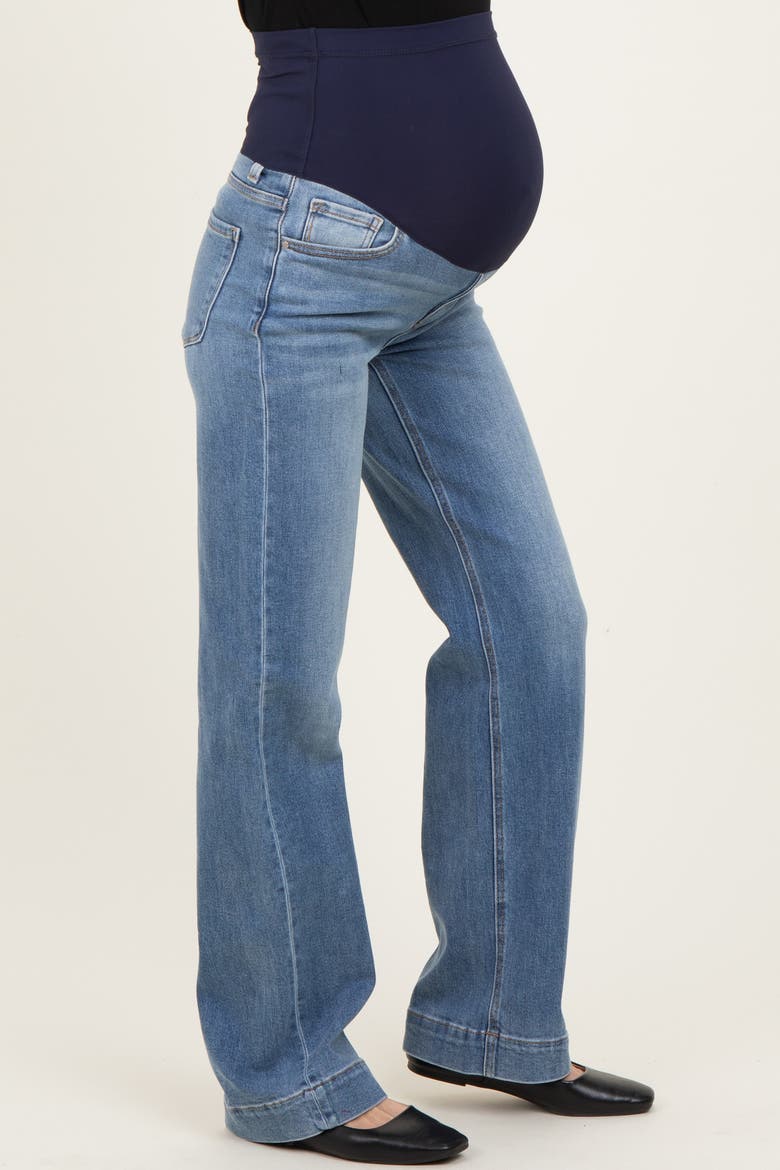 Wide Hem Straight Leg Maternity Jeans, Alternate, color, Blue